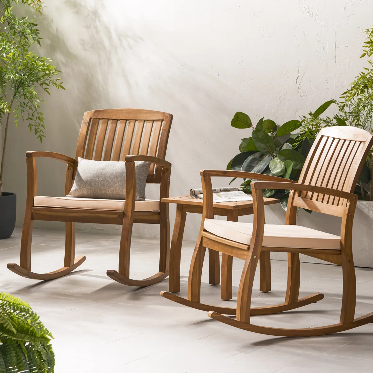 Solea Duo – Salon de jardin 2 places en bois d’acacia avec coussins