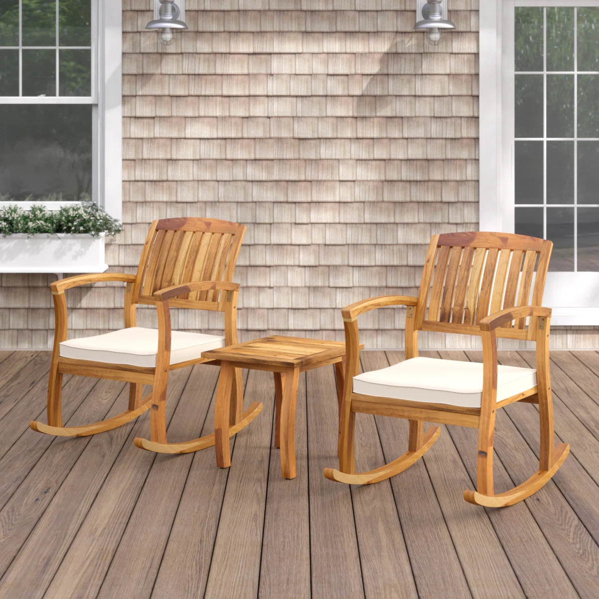 Solea Duo – Salon de jardin 2 places en bois d’acacia avec coussins