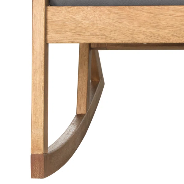 Kyron – Fauteuil à bascule extérieur en bois d’eucalyptus avec coussins