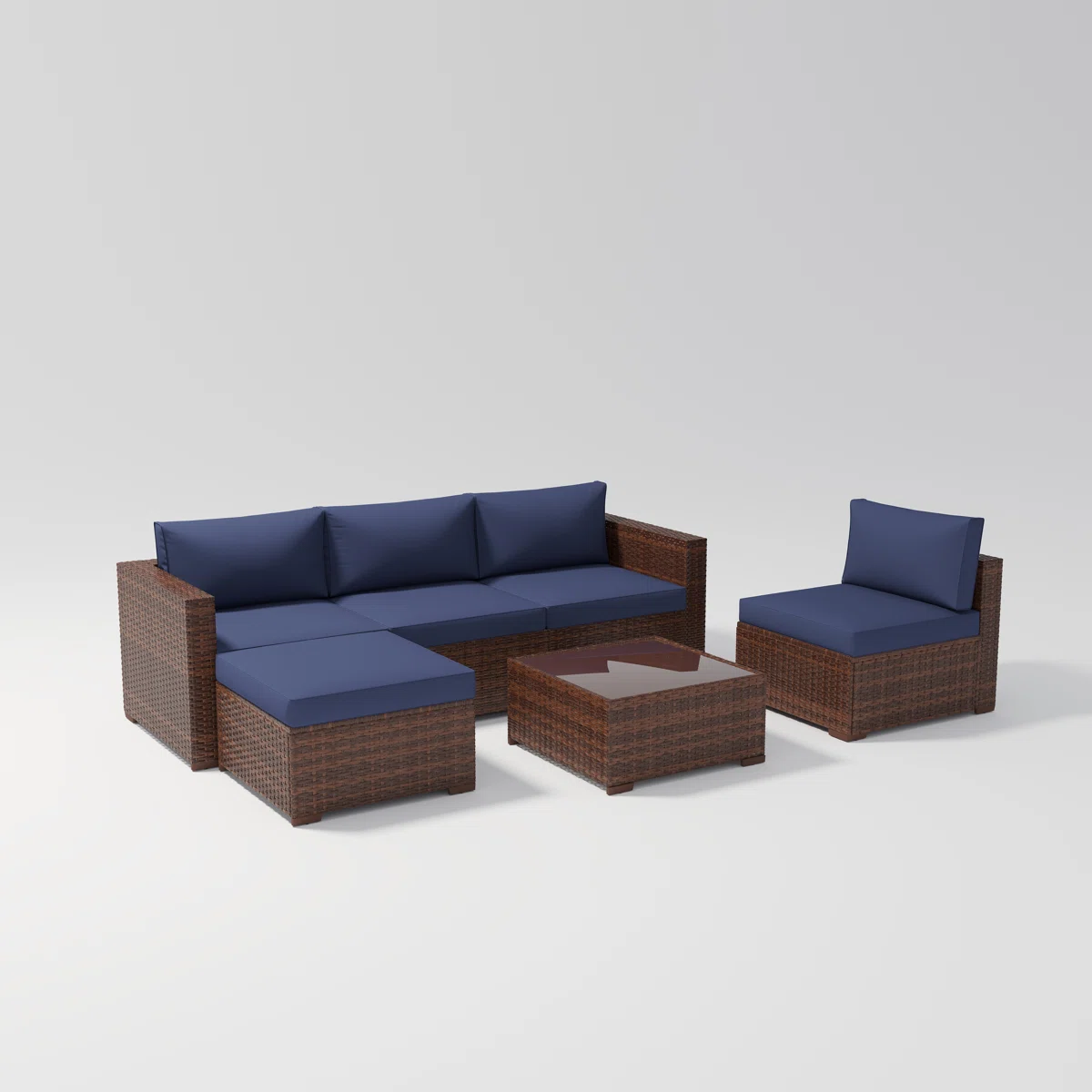 [Copy]Eudira – Salon de Jardin Modulable 4 Places en Rotin avec Coussins Confort 