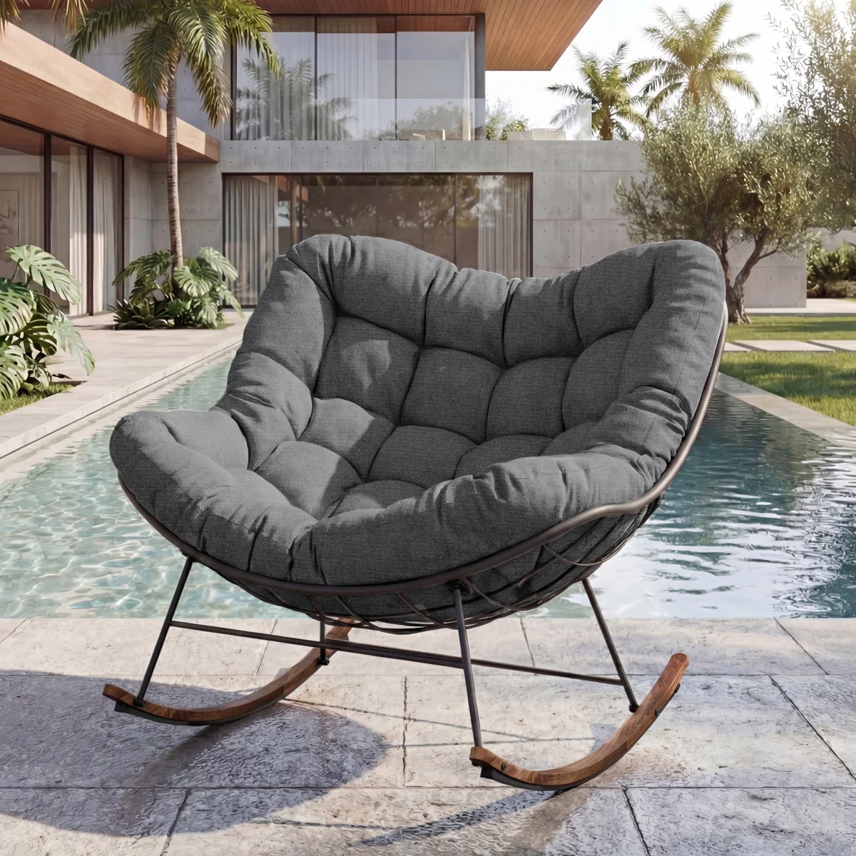 Givara – Fauteuil de Jardin en Acier  avec Design Moderne et Résistance Extérieure