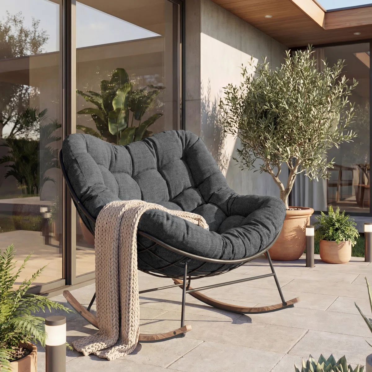 Givara – Fauteuil de Jardin en Acier  avec Design Moderne et Résistance Extérieure