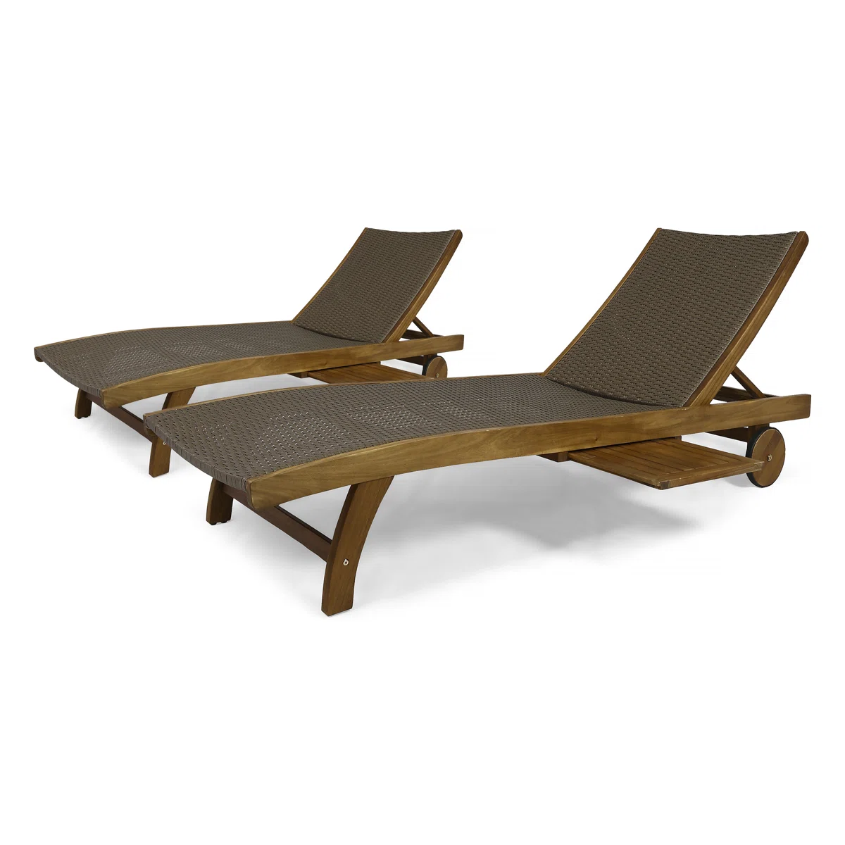 Verano – Lot de 2 chaises longues d’extérieur en bois d’acacia et résine tressée