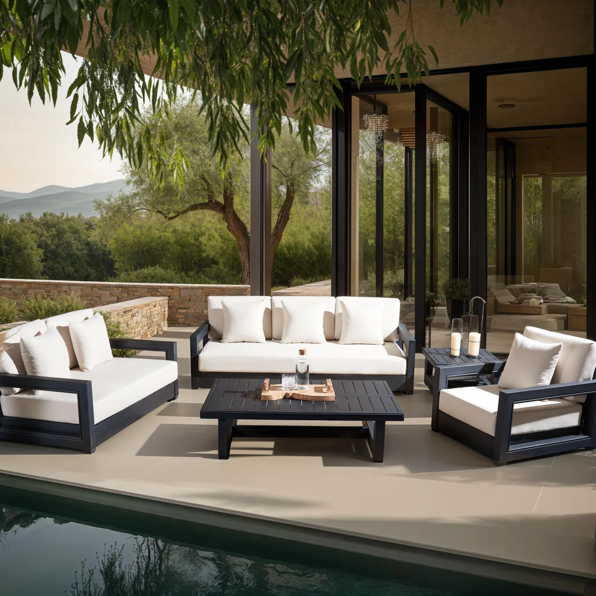 Melrosa – Salon de Jardin 5 Pièces avec Coussins Confort Élégant pour Extérieur Moderne