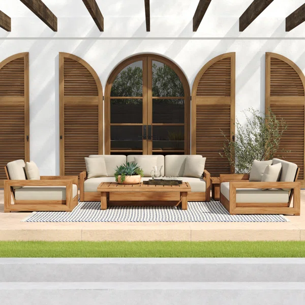 Melrosa – Salon de Jardin 5 Pièces avec Coussins Confort Élégant pour Extérieur Moderne