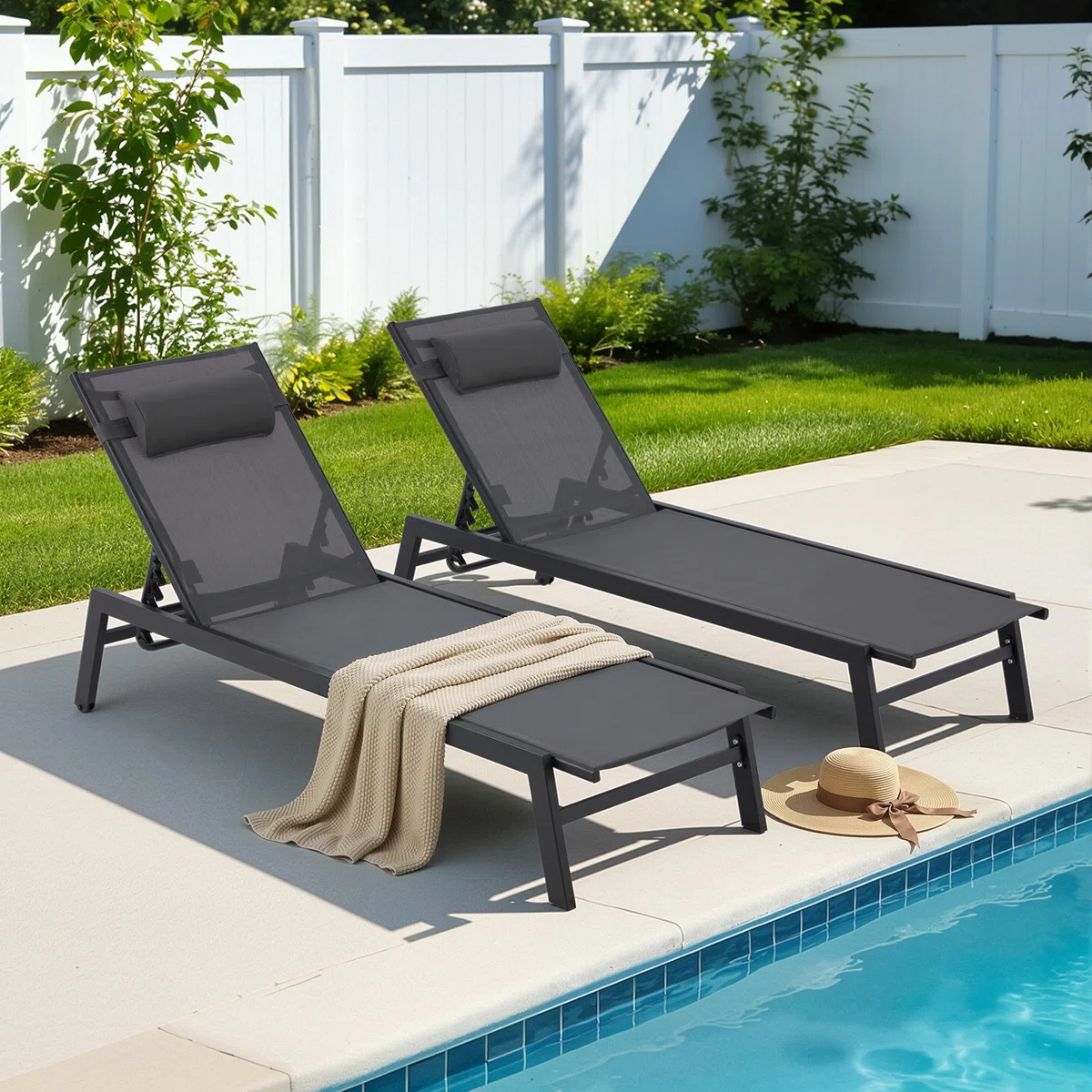 Solandra – Lot de 2 Transats Extérieurs Réglables avec Confort Premium pour Jardin et Terrasse 