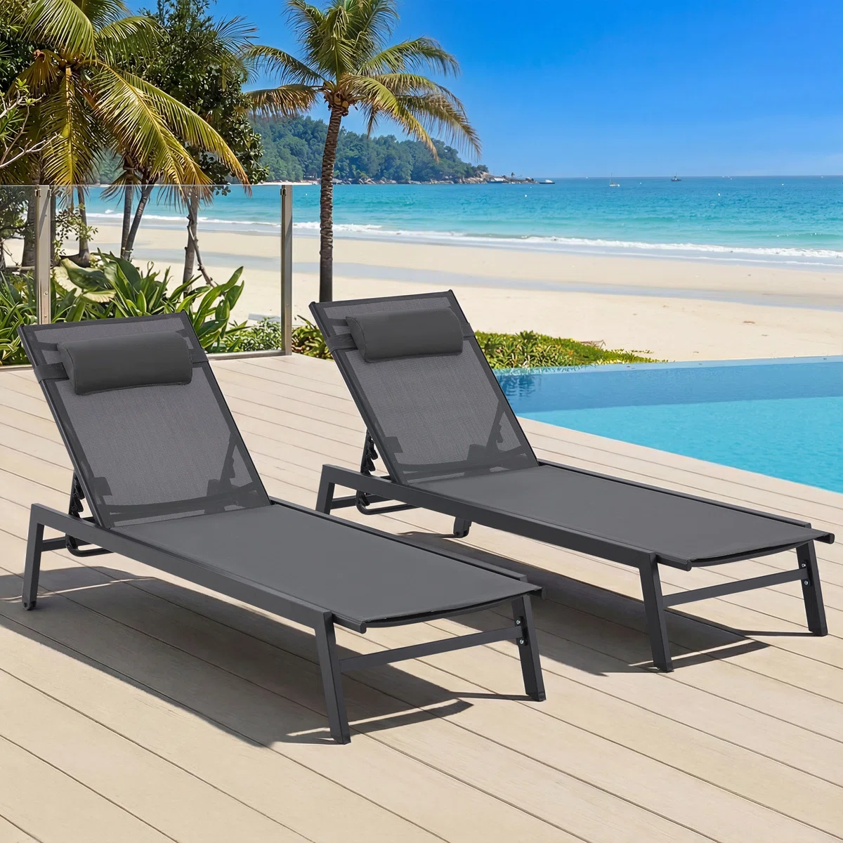 Solandra – Lot de 2 Transats Extérieurs Réglables avec Confort Premium pour Jardin et Terrasse 