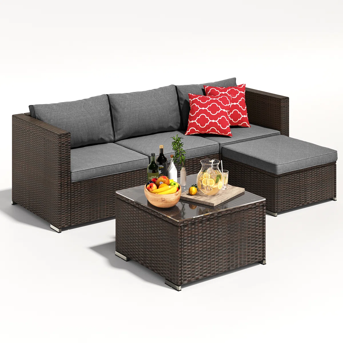Elaro — Salon de jardin modulable 3 places en rotin