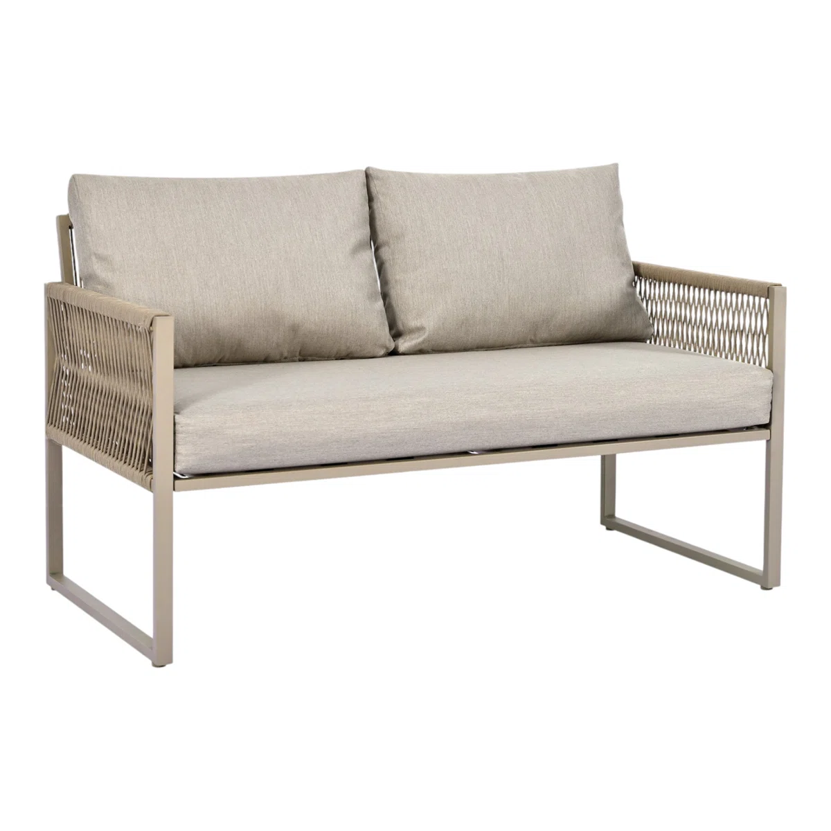 Solenza – Salon de Jardin Lounge 4 Places Kaki avec Table Basse en Verre pour Extérieur Élégant