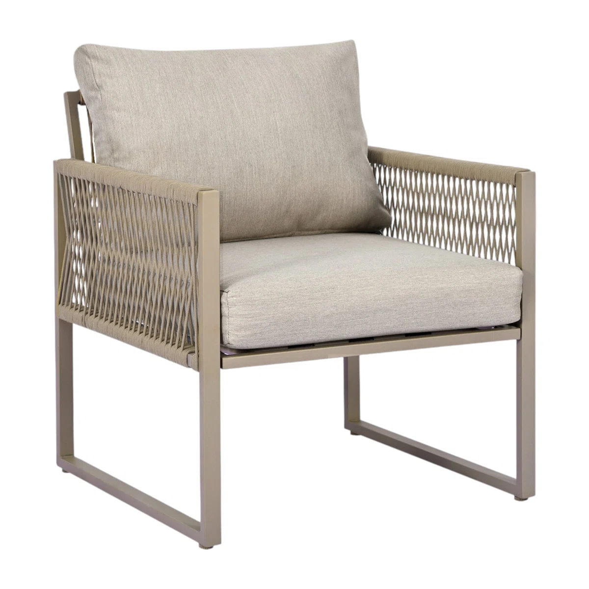 Solenza – Salon de Jardin Lounge 4 Places Kaki avec Table Basse en Verre pour Extérieur Élégant