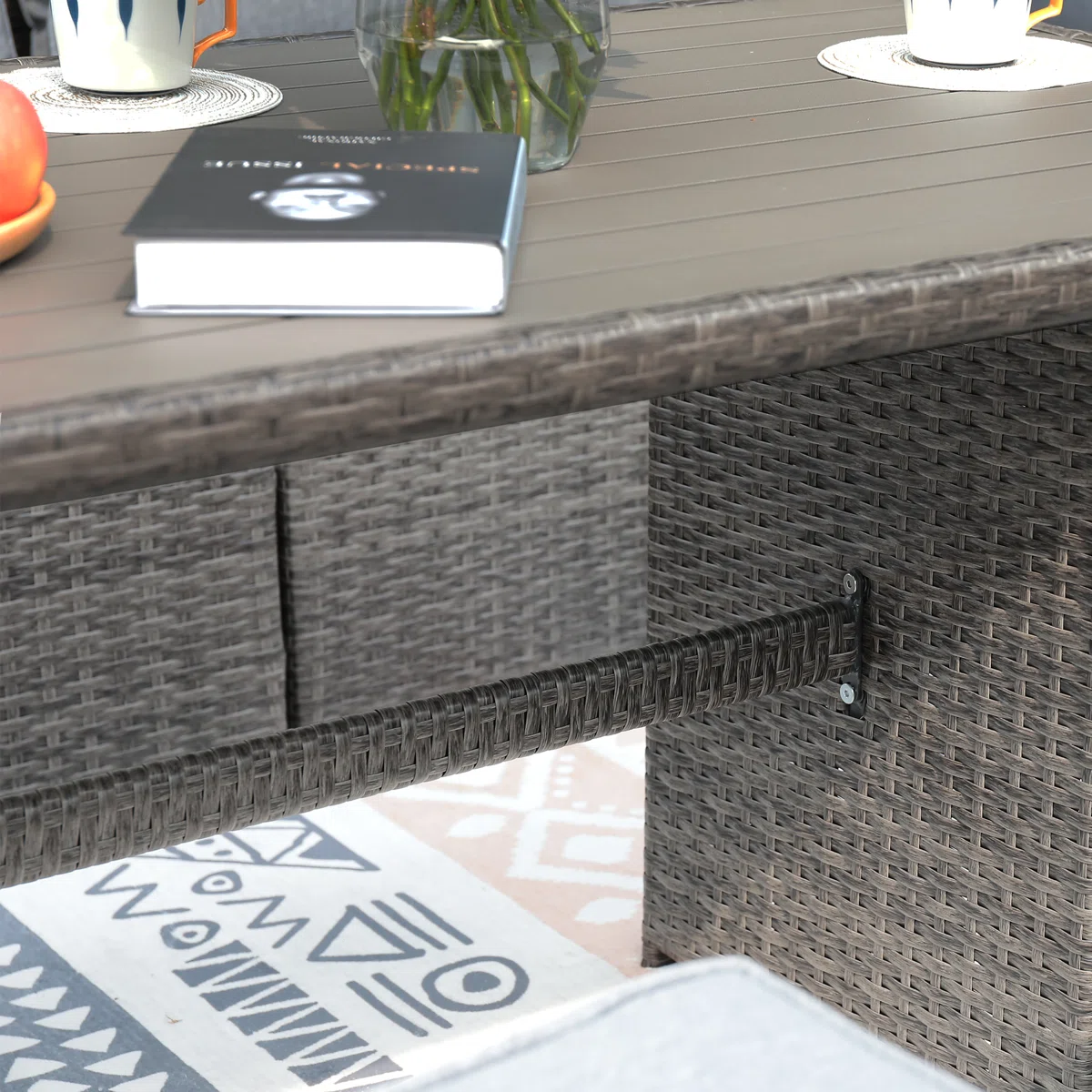 Salon de jardin modulable 8 places Malaga en résine tressée avec coussins et table haute