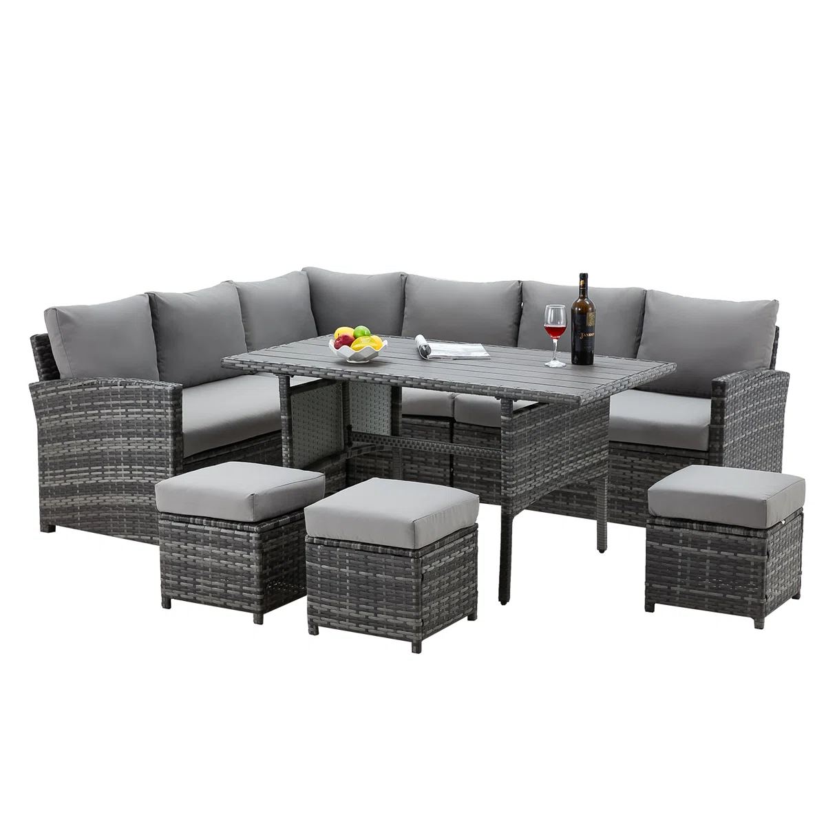 Valenwood – Salon de Jardin en Rotin 7 Pièces avec Coussins Confort Premium 