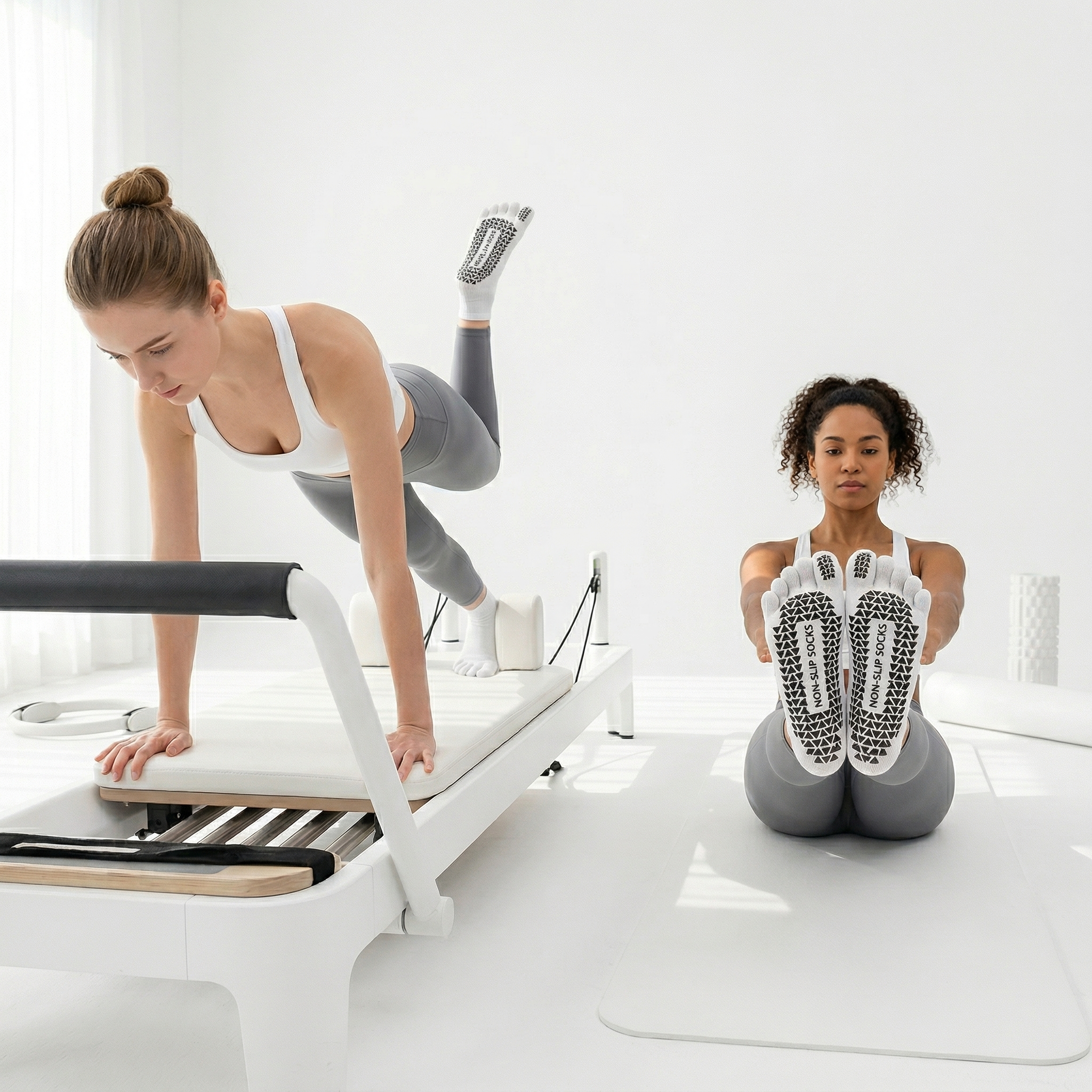 [HOPWIN LINGERIE x JUST BEHAVIOR] Premium Silicone Grip Pilates Socks | Sweat-Absorbent Yoga Essentials