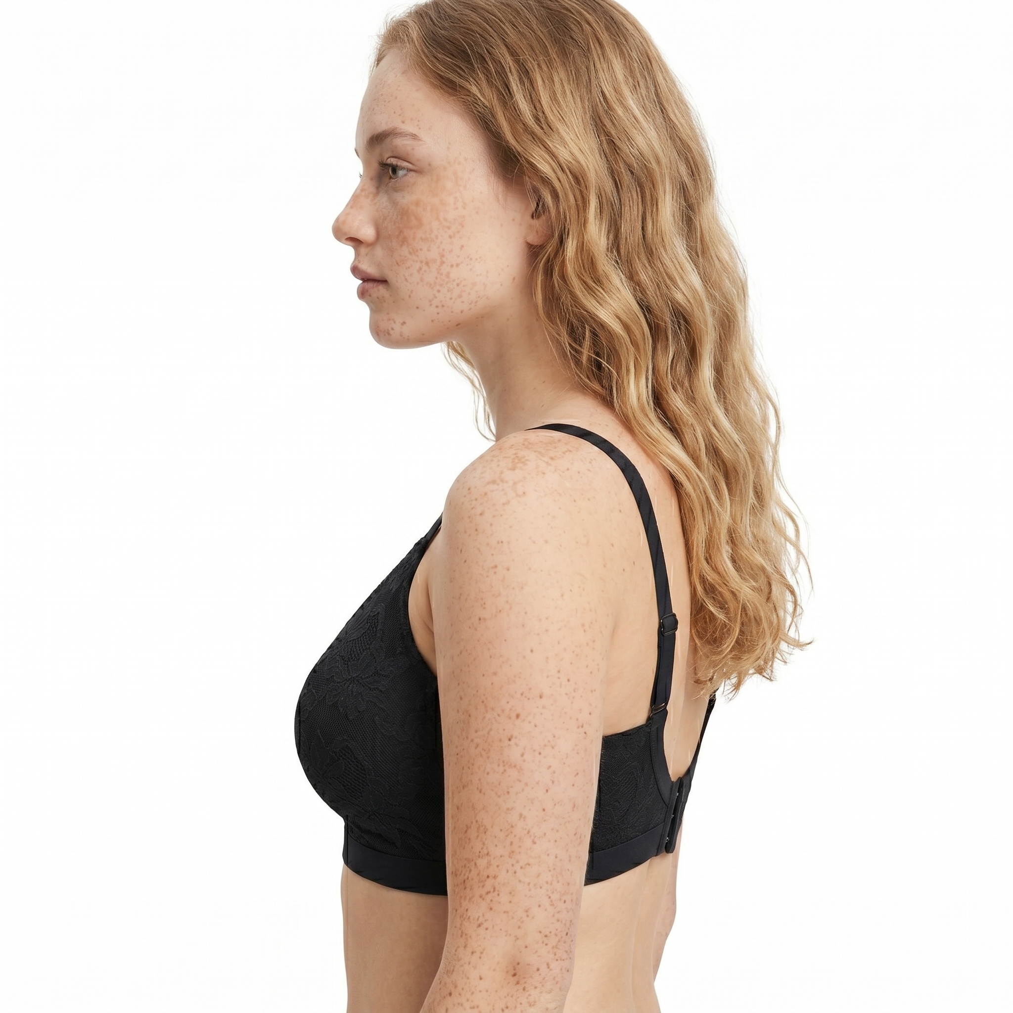 [HOPWIN LENGERIE] Plunge Lace Bonded Wirefree Bra | Seamless Evening Elegance