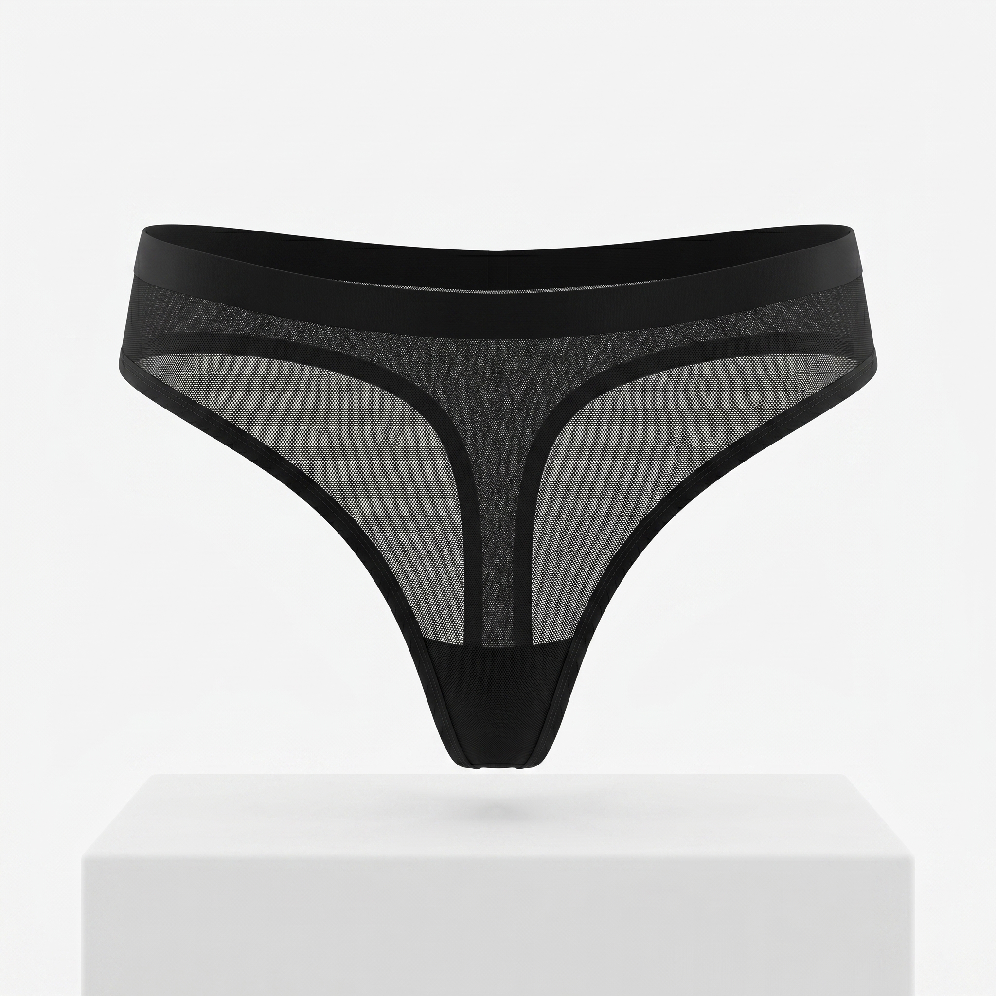 [HOPWIN LINGERIE] Breathable Yoga-Mesh Thong Panty | Taped Edge Second-Skin Fit