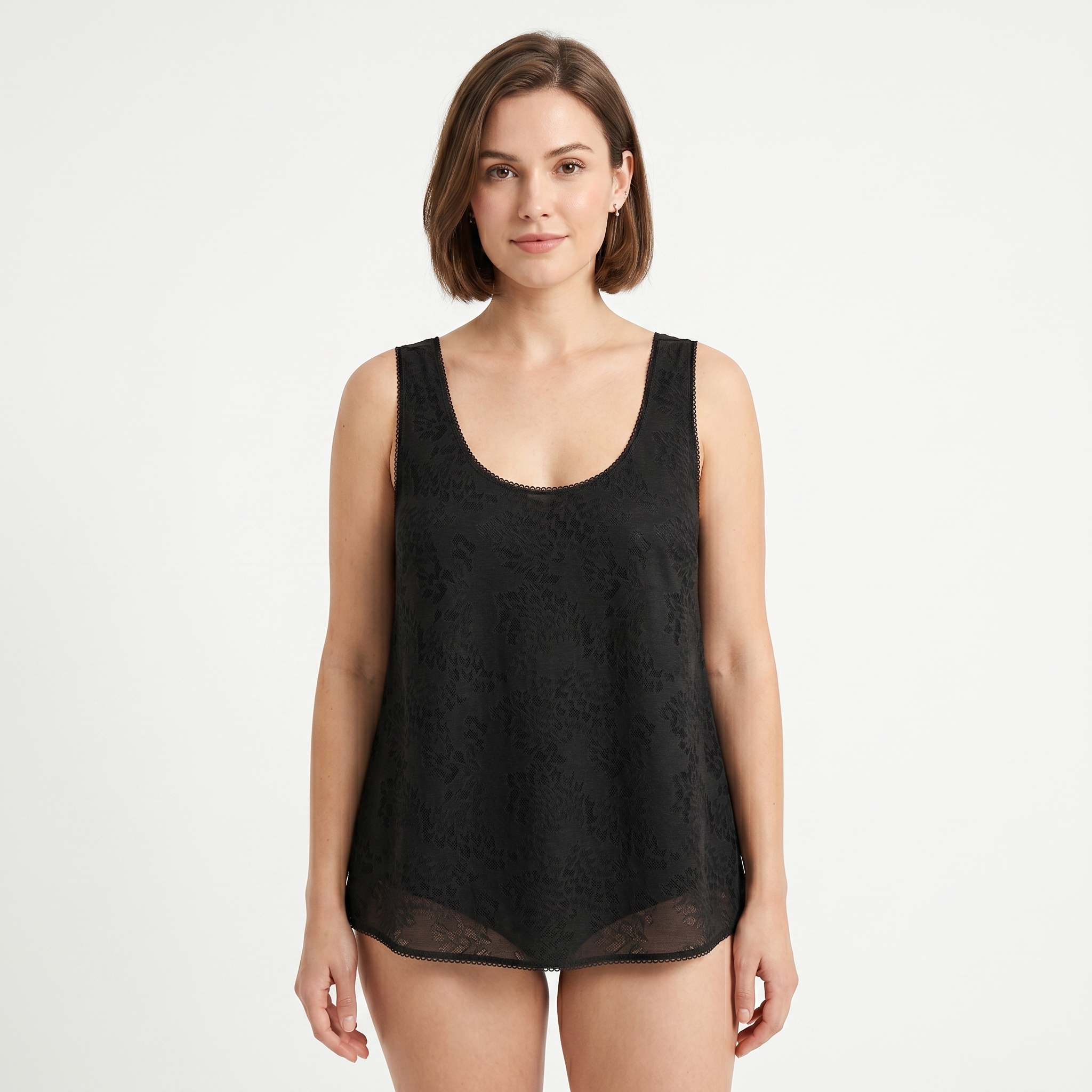 [HOPWIN LENGERIE] Seamless Bonded Lace Camisole | Breathable Date-Night Outerwear