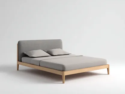 Doppelbett Stoff und Holz 200 x 180 x 98 cm - hellgrau - für Schlafzimmer - modern mit gepolstertem Kopfteil-Javexlyhaven