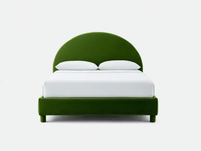 Doppelbett Samtstoff 200 x 180 x 112 cm - grün - für Schlafzimmer - modern mit bogenförmigem Kopfteil-Javexlyhaven