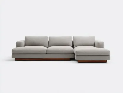 Ecksofa Stoff 252 x 165 x 80 cm - hellbeige - für Wohnzimmer - modern mit Chaiselongue und Holzsockel-Javexlyhaven