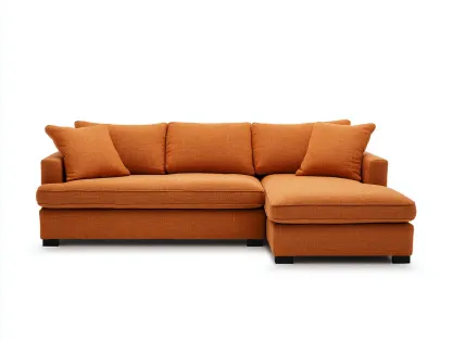 Ecksofa Stoff 258 x 160 x 84 cm - orange - für Wohnzimmer - modern mit Chaiselongue und breitem Sitz-Javexlyhaven