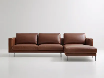 Ecksofa Kunstleder 275 x 160 x 82 cm - braun/Schwarz - für Wohnzimmer - modern mit Chaiselongue und Metallfüßen-Javexlyhaven