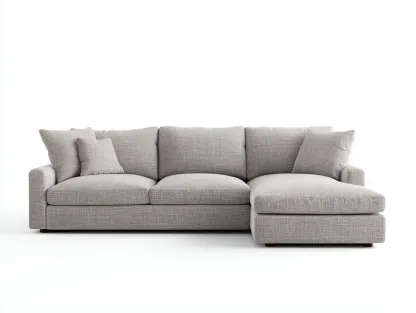 Ecksofa Stoff 268 x 162 x 85 cm - hellgrau - für Wohnzimmer - modern mit Chaiselongue und breiter Sitzfläche-Javexlyhaven