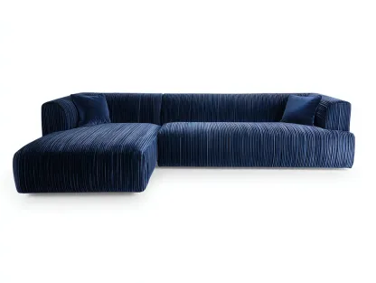 Ecksofa Stoff 285 x 165 x 74 cm - dunkelblau - für Wohnzimmer - modern mit Chaiselongue und vertikaler Struktur-Javexlyhaven