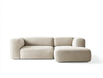 Ecksofa Stoff 228 x 158 x 80 cm - cremeweiß - für Wohnzimmer - modern mit Chaiselongue und Cordstruktur-Javexlyhaven