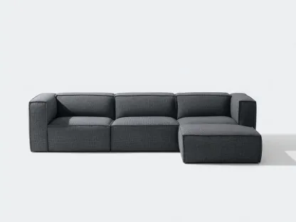 Ecksofa Stoff 272 x 158 x 79 cm - grau - für Wohnzimmer - modern mit Chaiselongue und kubischer Form-Javexlyhaven