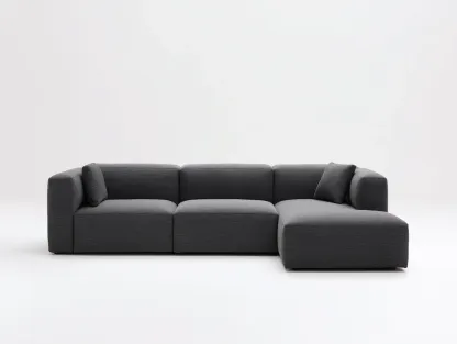 Ecksofa Stoff 276 x 160 x 78 cm - dunkelgrau - für Wohnzimmer - modern mit Chaiselongue und bodennahem Design-Javexlyhaven
