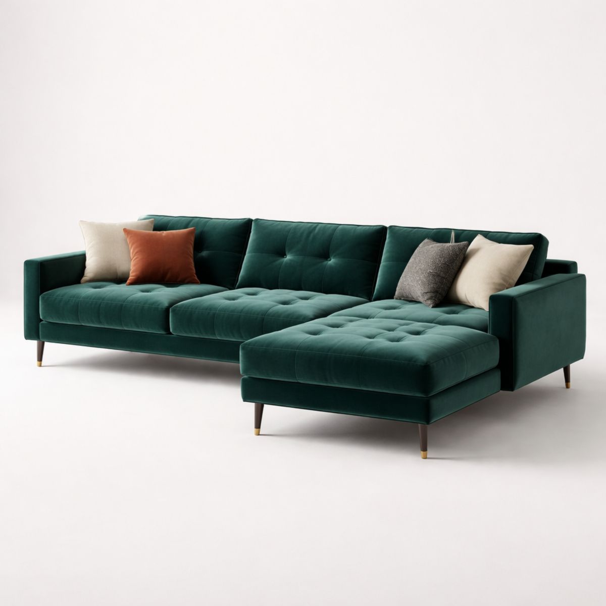 Ecksofa Velours Grün L-förmig 300x180x85 cm