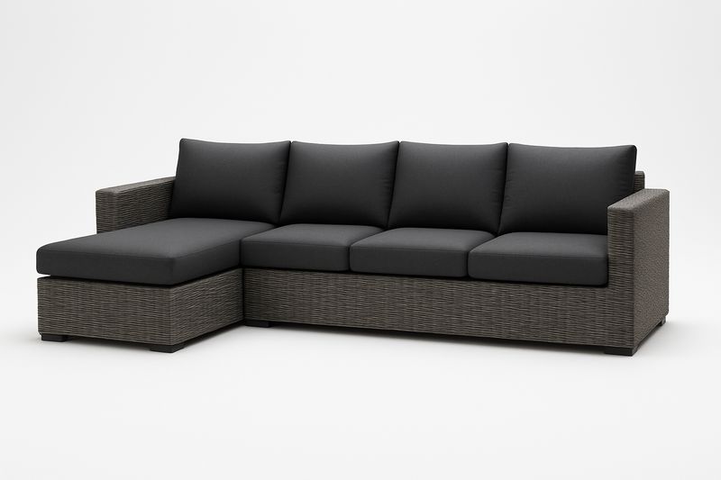 Gartensofa Ecksofa L-förmig Polyethylengeflecht Anthrazit 250x160x75cm