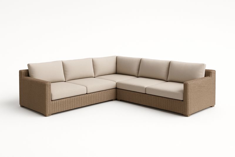 Ecksofa Set Polyrattan Beige