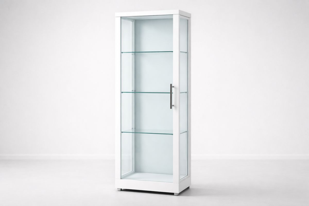 Vitrine Glasregal mit MDF-Rahmen Weiß