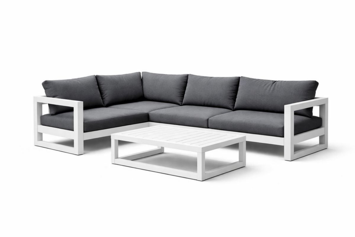 Gartensofa-Set aus Aluminium mit Tisch Dunkelgrau