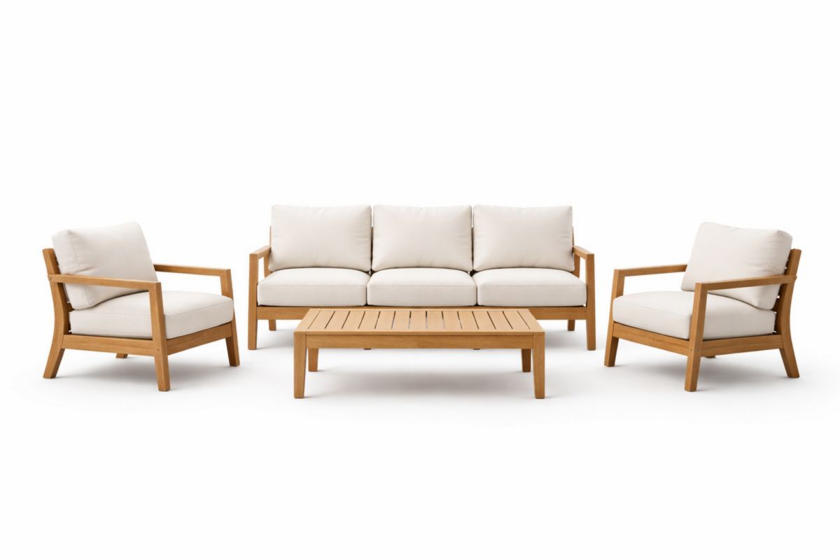 Gartenmöbel-Set 4-teilig Akazienholz Beige