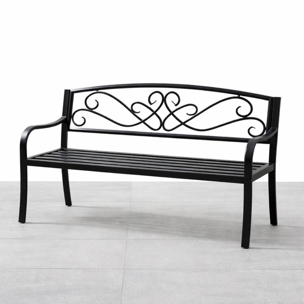 Gartenbank aus Stahl Schwarz 125x60x85cm