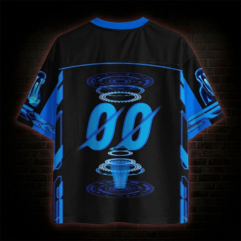 Cyberpunk Blue Aesthetic Mesh Jersey