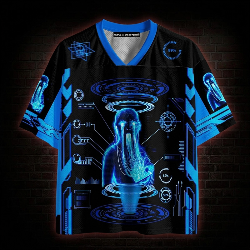 Cyberpunk Blue Aesthetic Mesh Jersey