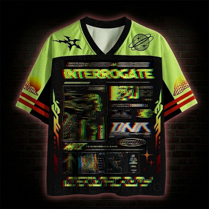  INTERROGATE Cyber Glitch Illusion Mesh Jersey