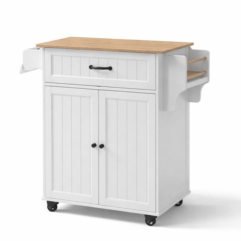 Rollbare Kücheninsel mit Handtuchhalter und Gewürzablage