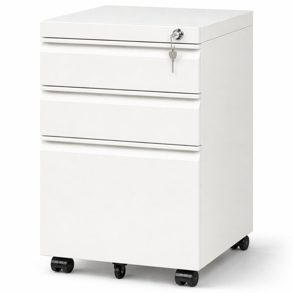 Mobiler Aktenschrank mit 3 Schubladen und Rollen für Büro