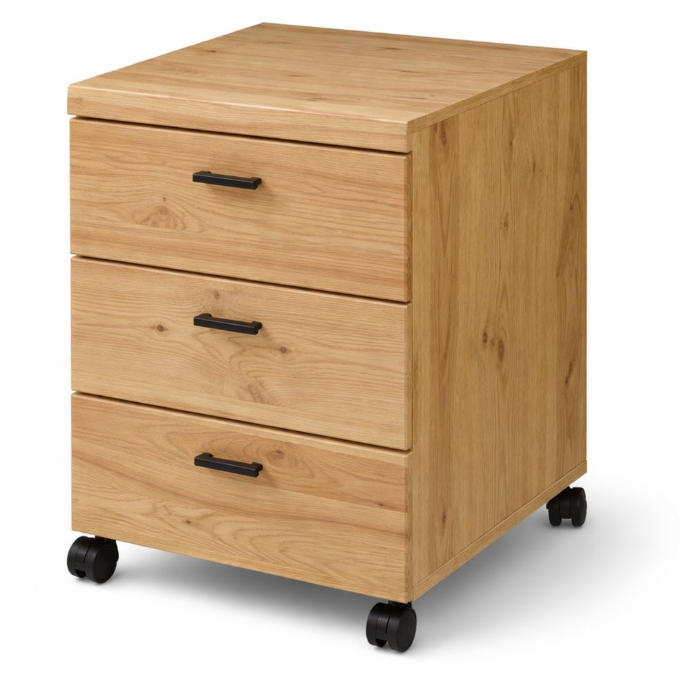 Mobiler Rollcontainer mit Schubladen in Holzoptik