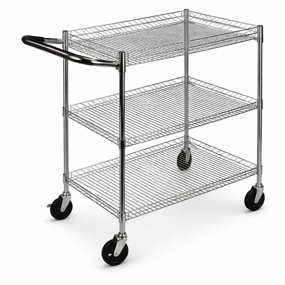 Robuster Teewagen mit Rollen und 3 Ebenen