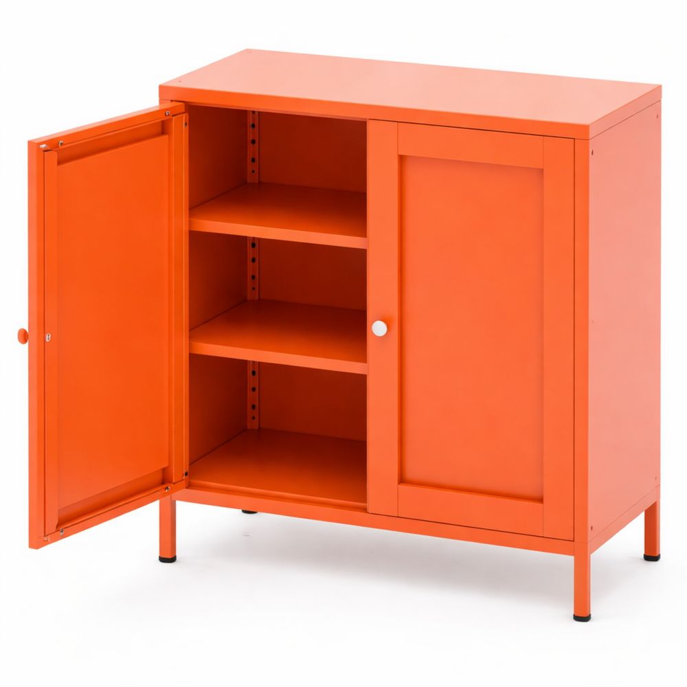 Schmaler Metallschrank mit variabler Innenausstattung, ideal für Büro und Zuhause