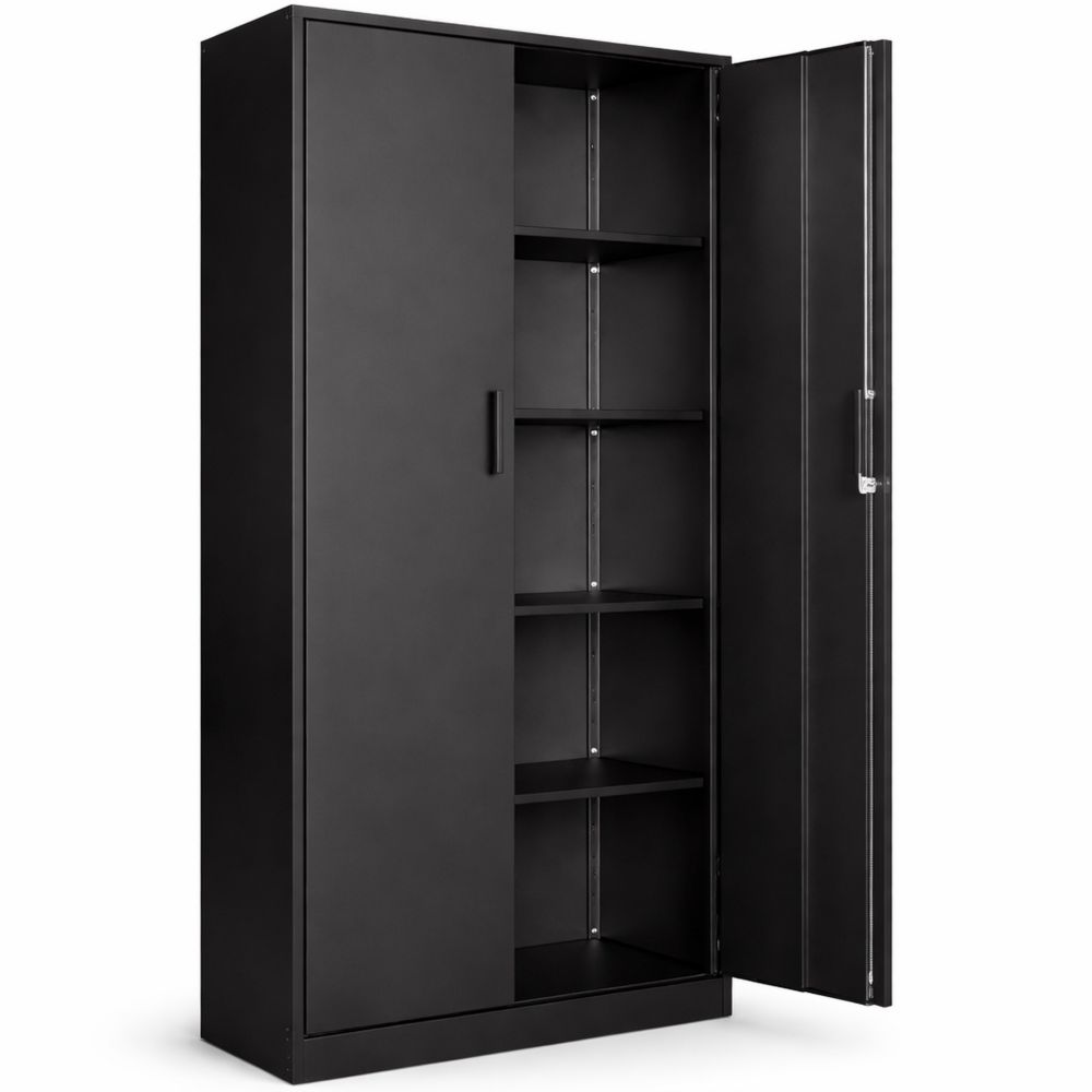 Metallschrank mit verstellbaren Regalen und abschließbaren Türen, vielseitig für Büro, Zuhause oder Garage