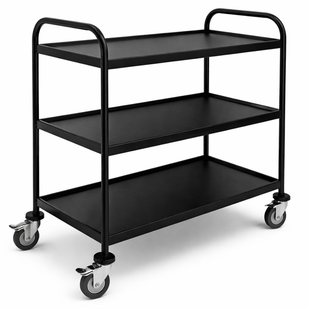 Küchenwagen aus Edelstahl mit 3 Ablagen und Bremsrollen