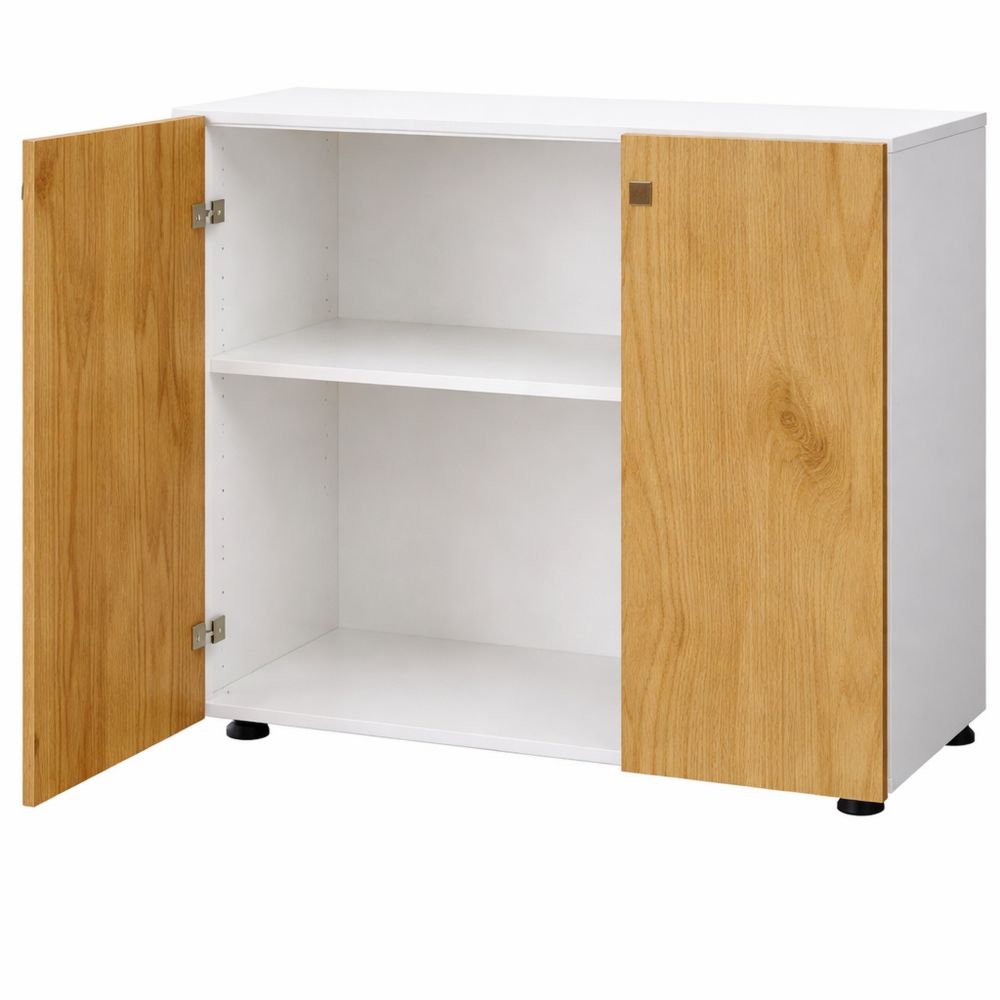 Moderner Büroschrank mit Drehtüren, 2 Fächer, 70 x 74 x 40 cm