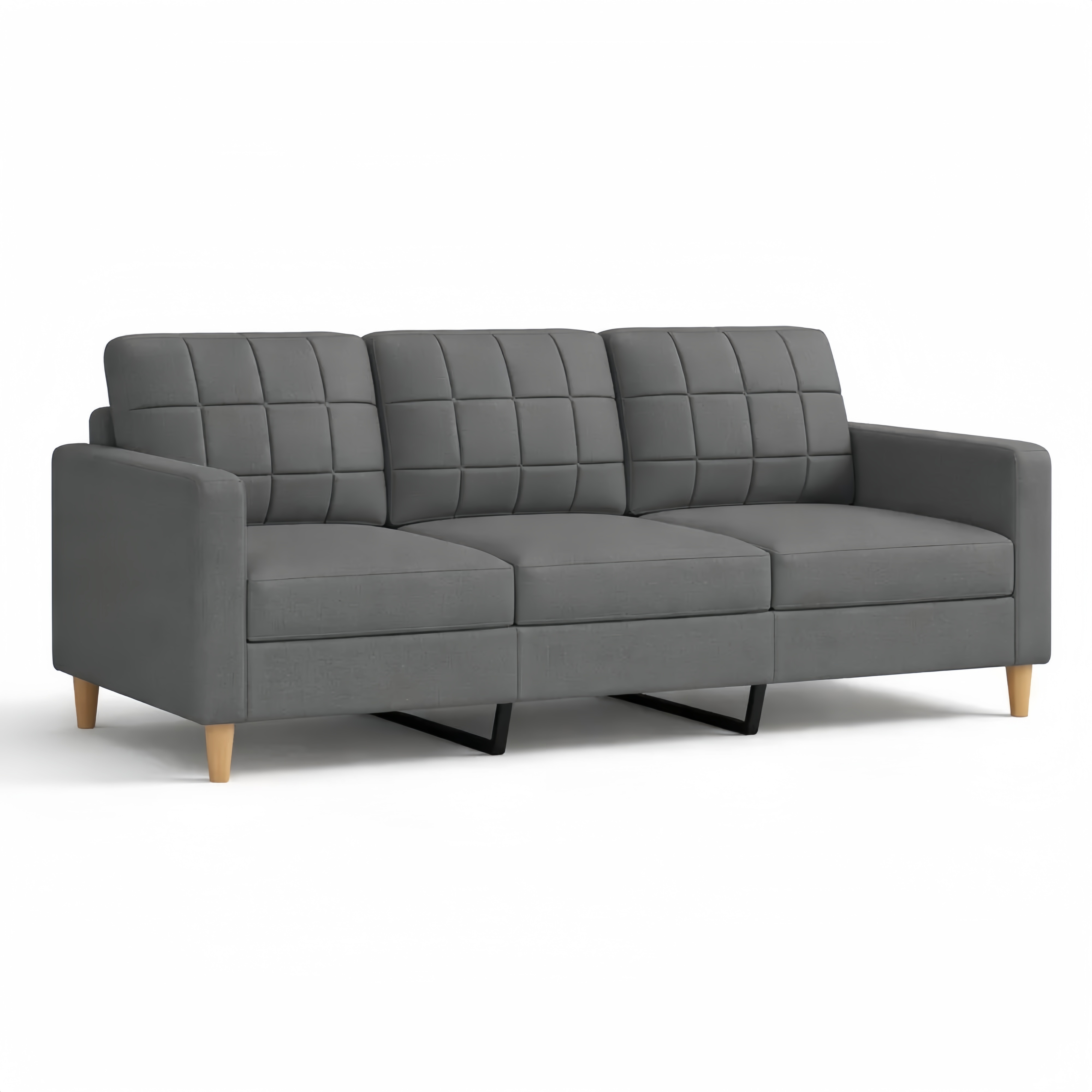 Gemütliches 3-Sitzer Sofa aus Stoff, ideal für das Wohnzimmer in Dunkelgrau
