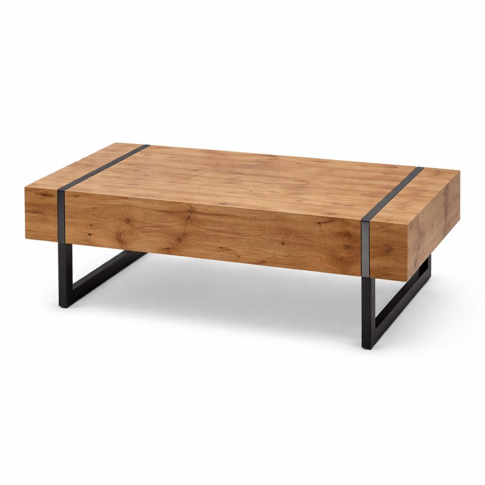 Rustikaler Wohnzimmertisch aus massivem Tannenholz, natur